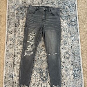 American Eagle Outfitters Dark Gray Distressed Skinny Jeans